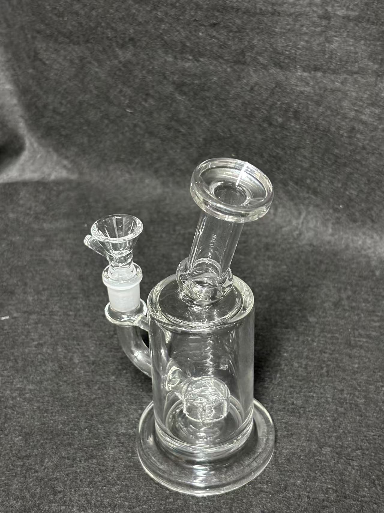 heavy glass bong with thick base and clear chamber
