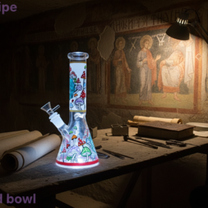 10" Fluorescence Mushroom Hookah Handcraft Glass Bong Water Smoking Pipe Percolator Bongs