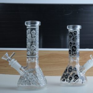 skull glass bong fluorescent 7.8 inch 2 pack beaker water pipe 14mm