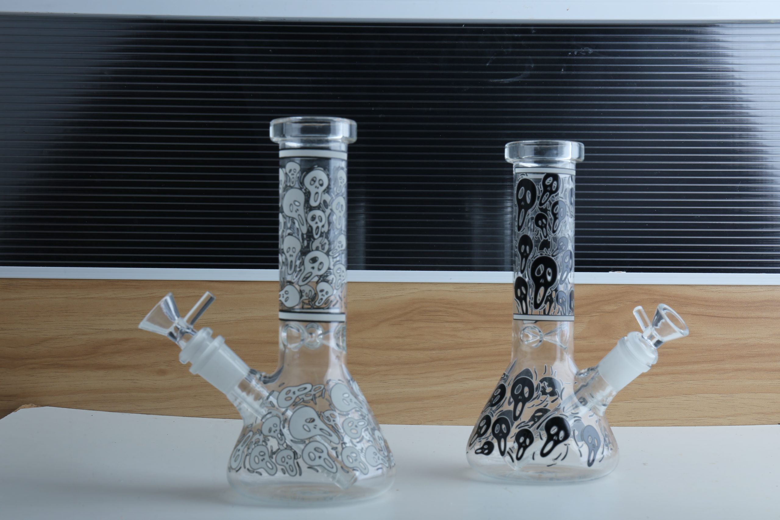 skull glass bong fluorescent 7.8 inch 2 pack beaker water pipe 14mm