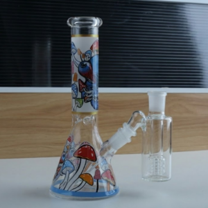 fluorescent mushroom bong handcrafted glass percolator 10 inch