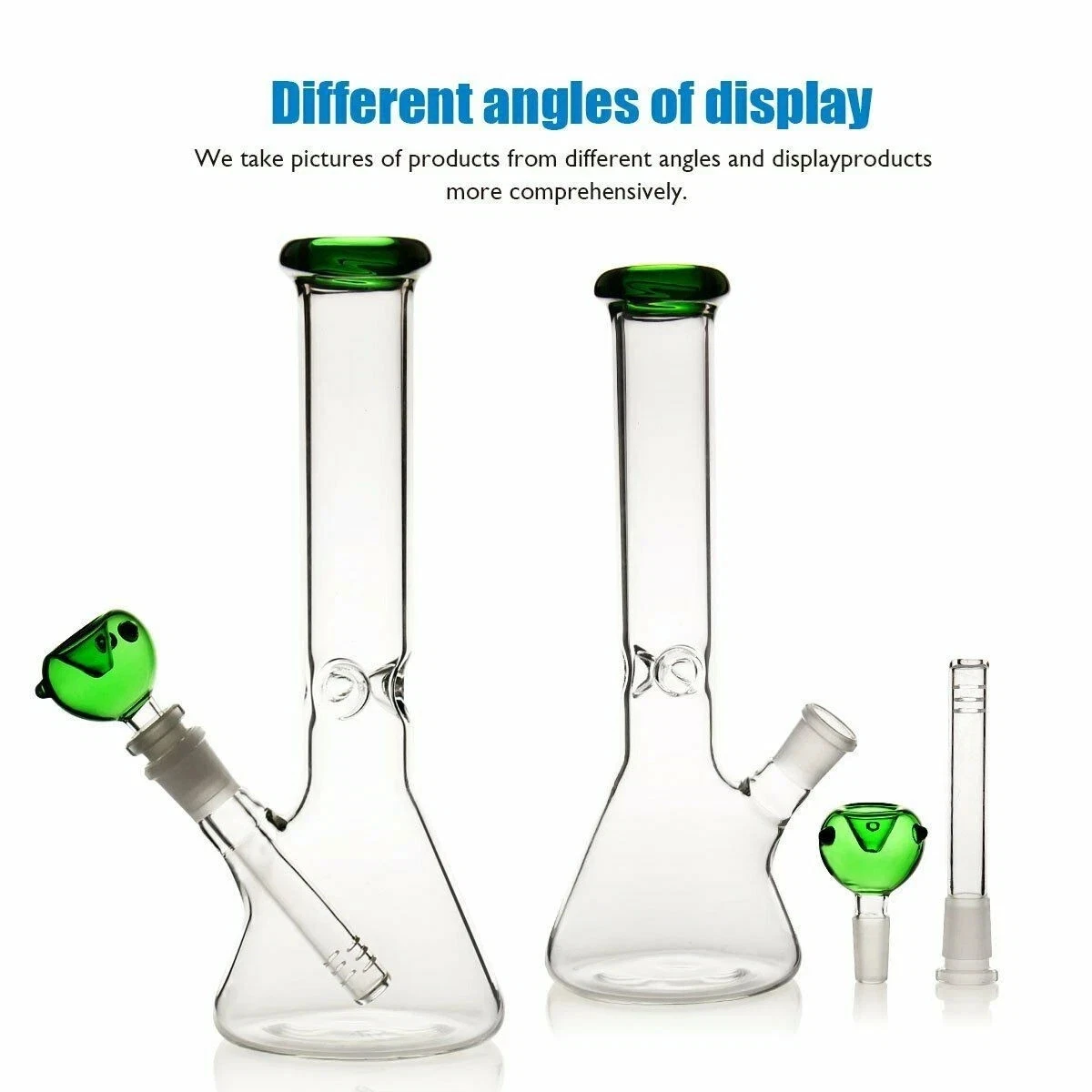 heavy duty glass bong green 10 inch water filter hookah 14mm bowl