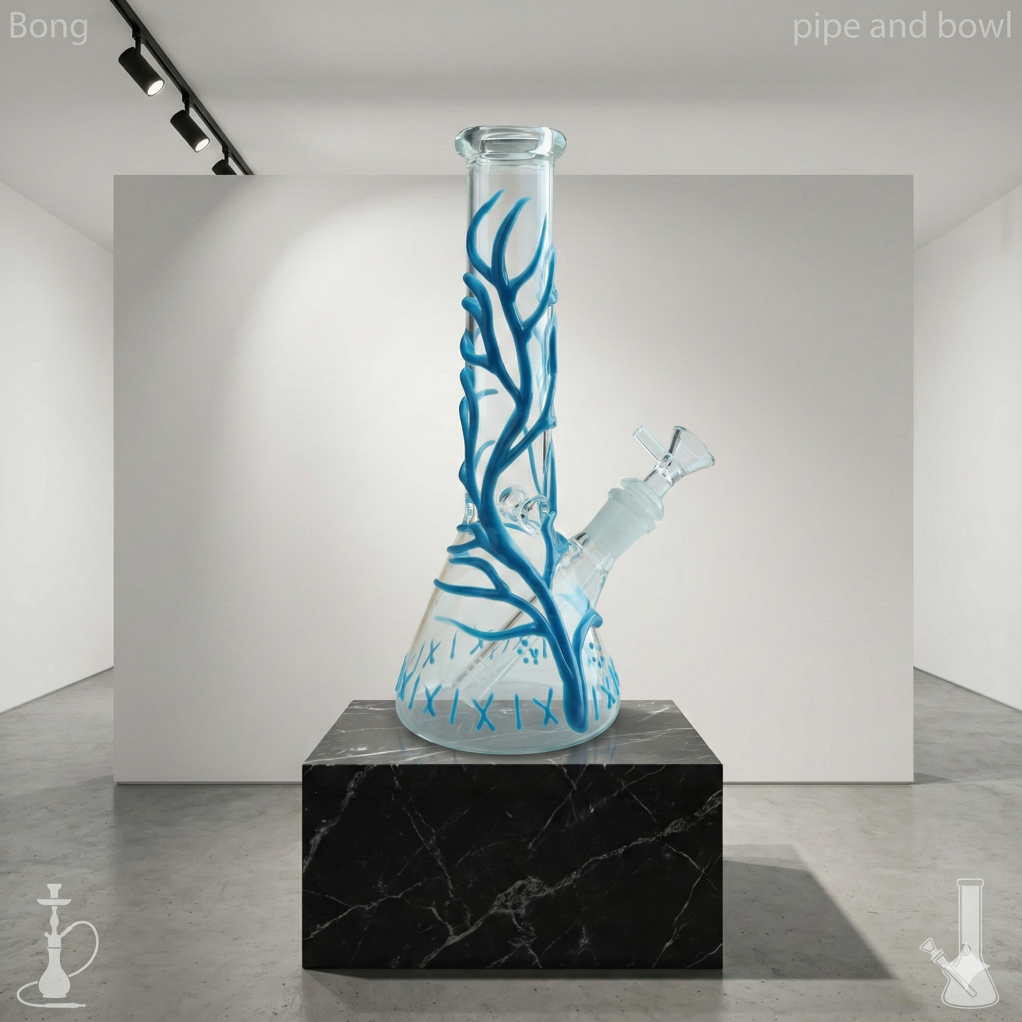 glow in the dark bong blue branch thick glass bubbler 10 inch