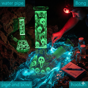 glow in the dark glass bong 8 inch beaker bubbler water pipe 14mm