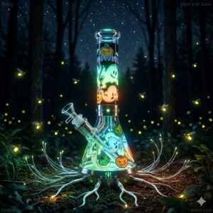 donut fluorescent bong glass beaker water pipe 10 inch